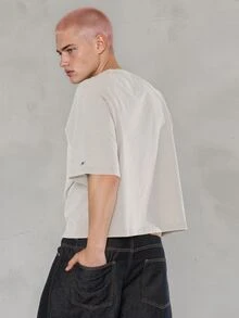 FORM&CHAOS [100% Cotton]Men's Vintage Washed Graphic T-Shirt - Streetwear Heavyweight Short Sleeve Tee, Retro Loose Fit Casual Tops - Beige - View 4