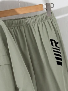 SHEIN 兒童青少年男孩半拉鍊連帽外套與慢跑長褲兩件套，休閒運動風，適合秋冬 - 薄荷綠 - 查看 3