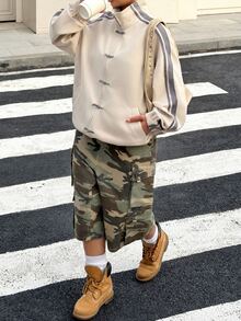 SHEIN CURVE+ Plus Size Coats Fall 2026 22W Back To School Airport Going Out Office Holiday Beige Casual Baggy Streetwear - Apricot - View 5