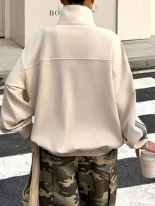 SHEIN CURVE+ Plus Size Coats Fall 2026 22W Back To School Airport Going Out Office Holiday Beige Casual Baggy Streetwear - Apricot - View 2