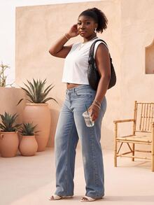 CurvyTilda Plus Size Casual Solid Color Tank Top, Versatile For Summer White - White - View 3