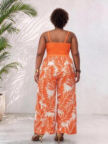 CurvyTilda Beige Top,Summer,Holiday,Vacation,Boho Beach Cruise Travel Casual Outfit Elegant - Orange - View 3