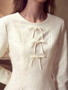 MOTF PREMIUM WOMEN'S LACE BOW DECOR DRESS - Apricot - View 2