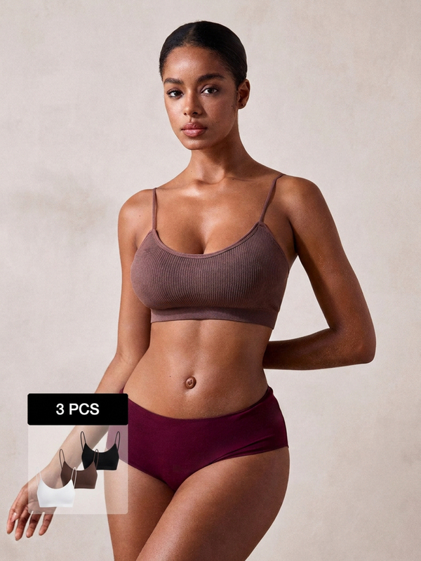 Veilyse 3pcs Women's Breathable Padded Casual Camisole Bras