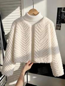 SHEIN Tween Girl Tween Girl Tween Girl Autumn/Winter Minimalist Faux Fur Coat, Suitable For Party, Streetwear , Fall/Winter - White - View 2