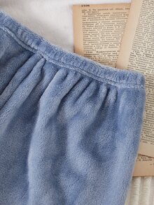 Set Pakaian Santai Atasan Lengan Panjang dan Celana Panjang Berbahan Fleece dengan Bordir Huruf untuk Anak Perempuan Remaja, Tebal, Berlapis Fleece, dan Tebal untuk Musim Gugur/Dingin - Biru - View 9