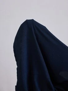 Serenescape Setelan 2 Potong Wanita Warna Polos, Atasan Lengan Panjang Kancing Depan Longgar dan Celana Motif Bunga, Pakaian Nyaman untuk Musim Gugur/Musim Dingin di Rumah & Liburan - Navy Blue - View 3