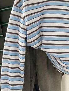 Tween Girl Striped Colorblock Casual Everyday Long Sleeve Sweatshirt - Blue - View 4