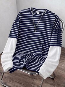 SHEIN Teen Boys T-Shirts - Navy Blue - View 6