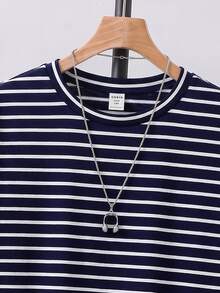 SHEIN Teen Boys T-Shirts - Navy Blue - View 3