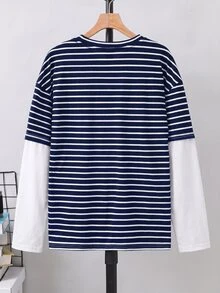 SHEIN Teen Boys T-Shirts - Navy Blue - View 2