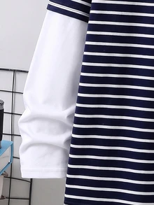 SHEIN Teen Boys T-Shirts - Navy Blue - View 4