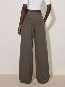 ATUI Studio Women's Solid Color Casual Versatile Daily Wear Wide Leg Long Pants - Grey - View 2