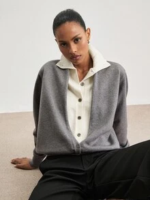 ATUI Studio Women's 2 In 1 Patchwork Casual Versatile Daily Outing Cardigan - Grey - View 1