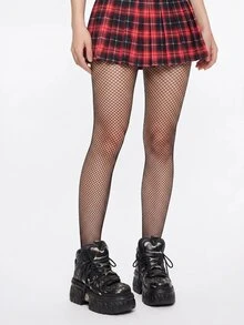 ROMWE Grunge Punk 女款心形鞋舌金屬扣粗底方跟龐克哥德風日常派對踝靴 - 白黑 - 查看 5
