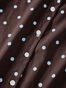 SHEIN LUNE Plus Size Versatile Polka Dot Print Single-Breasted Shirt - Multicolor - View 5