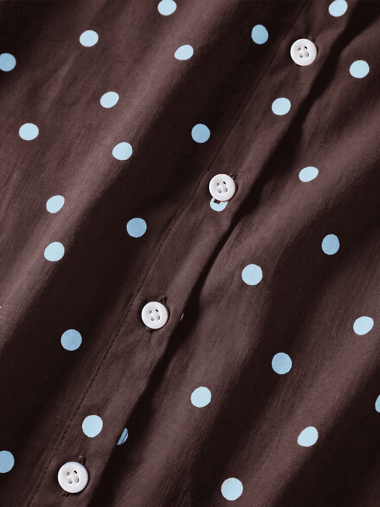 SHEIN LUNE Plus Size Versatile Polka Dot Print Single-Breasted Shirt - Multicolor - View 5
