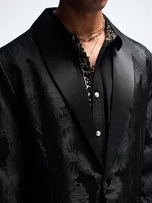 NobleFwd 男士前扣长袖口袋简约西装外套黑色西装外套，休闲日常穿着晚宴夹克男士西装外套黑色，老钱风格 - 黑色 - 查看 6