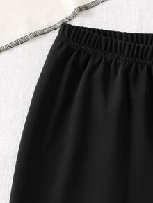 SHEIN Sparklyn 两件套女童韩版活力棕色卫衣（带蝴蝶结）+修身长裤，春秋季休闲长袖套装 - 棕色 - 查看 9