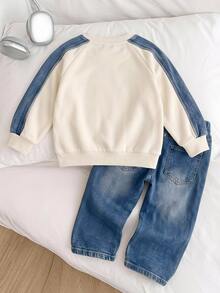 Genkimix Kids Koordinasi Hoodie & Sweatshirt Anak Laki-laki Muda - Blue and White - View 2