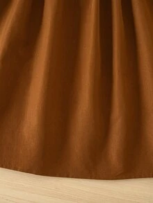 Emery Rose Kids Emery Rose Kids 女童編織對比色彼得潘領3D蝴蝶結休閒洋裝 - 卡其色 - 查看 8