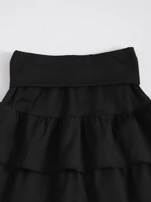 SHEIN 青少年女孩春夏休閒百搭必備緊身褲、裙子與針織裙，適合運動、健身、瑜伽、芭蕾與校園穿著 - 黑色 - 查看 3