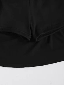 SHEIN 青少年女孩春夏休閒百搭必備緊身褲、裙子與針織裙，適合運動、健身、瑜伽、芭蕾與校園穿著 - 黑色 - 查看 4
