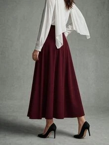 Calvaya Women's Solid Color Waist Bow Decor Elegant Versatile Pencil Skirt, Suitable For Party And Commute - Redwood - View 2