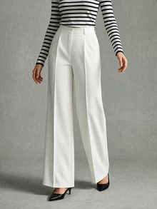 Calvaya Women's White Elegant Straight Leg Ankle Pants For Office Wear Fall Cloth For Women - White - View 4