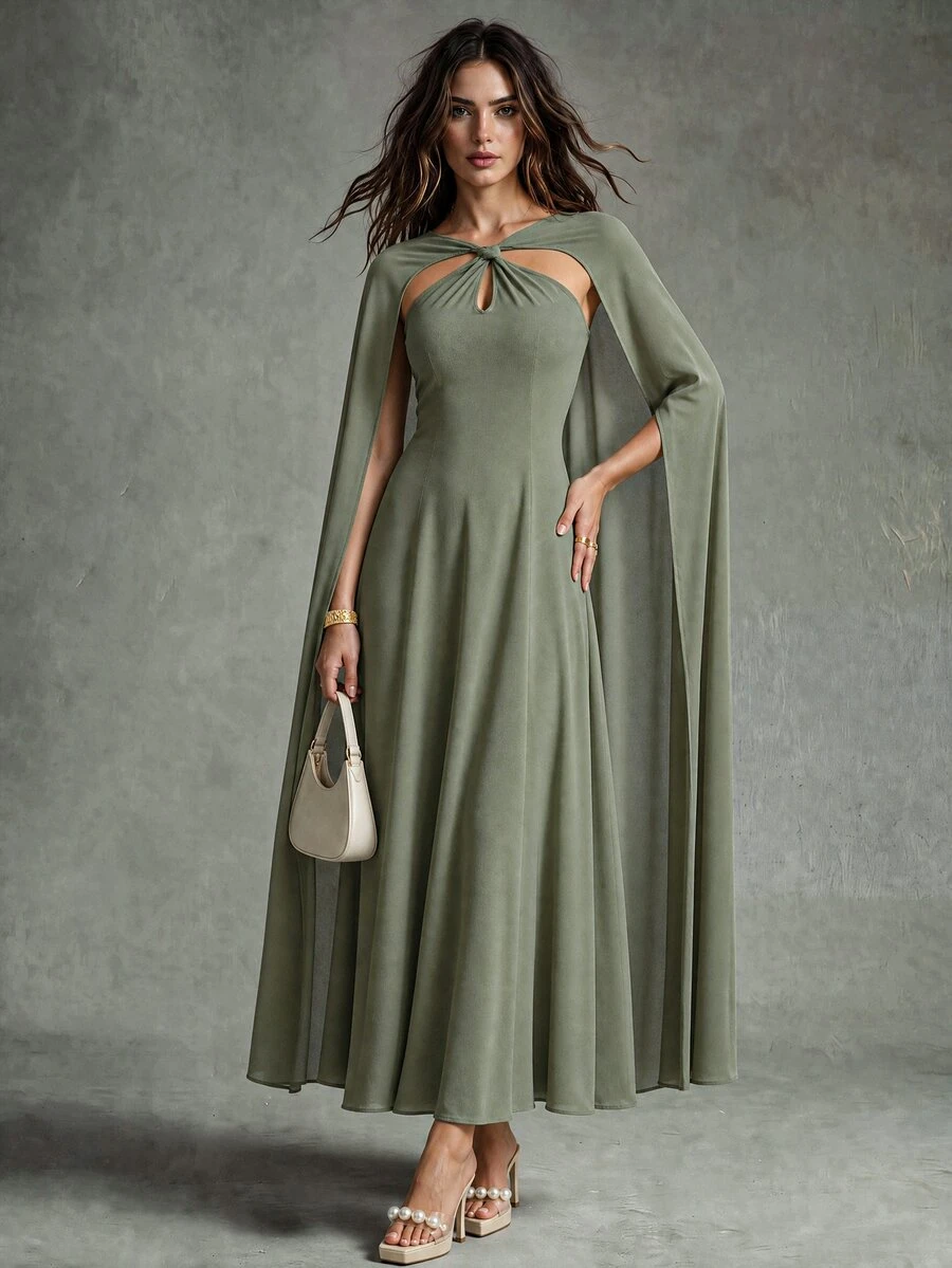 Calvaya Women's Green Lightweight Shawl Dress For Resort Vacation, Spring/Summer - Green - View 1