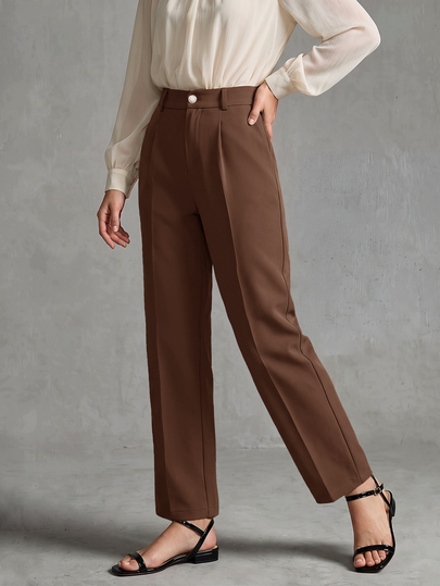 Calvaya Women's White Elegant Straight-Leg Office Pants Fall Cloth For Women