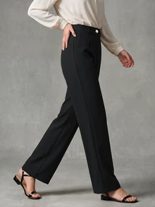 Calvaya Women's White Elegant Office Straight Leg Pants Pants For Women Fall Cloth For Women - Black - View 4