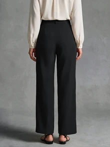Calvaya Women's White Elegant Office Straight Leg Pants Pants For Women Fall Cloth For Women - Black - View 2