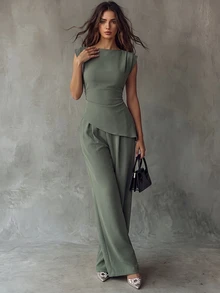 Calvaya Women Two Pieces Outfits For Daily Wear - Green - View 5