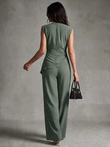 Calvaya Women Two Pieces Outfits For Daily Wear - Green - View 3