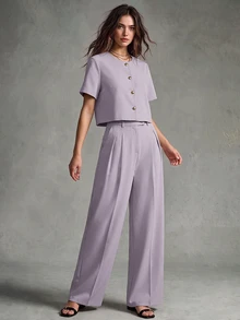 Calvaya Women Two Pieces Outfits For Daily Wear - Grey - View 1