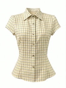 IslaSuriya Women's Polo Collar Short Sleeve Fitted Shirt - Multicolor - View 5