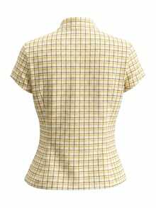 IslaSuriya Women's Polo Collar Short Sleeve Fitted Shirt - Multicolor - View 6