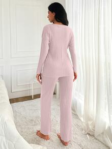 RueChic Ladies' Letter Printed Home Pajama Set - Pink - View 2