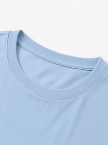 Zerodot Kaos Wanita Bermotif Kasual Sehari-hari Musim Gugur dan Pra-Musim Gugur - Baby Blue - View 5
