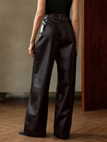 Anewsta Essential Maillard Fashionable Vintage Washed-Out Women Long Pants - Black - View 4