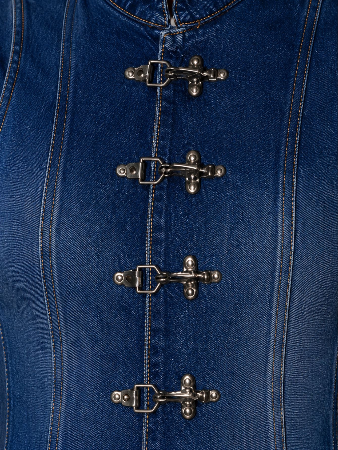 Denim Sleeveless Waistcoat Top, view 5