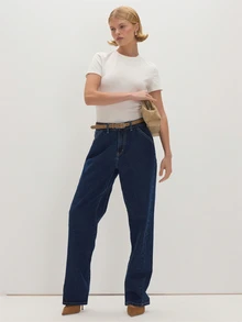 MUSEYN White Jersey Fitted Short Sleeve Crew Neck Basic T-Shirt Chic Versatile  Everyday Casual Fall - White - View 2