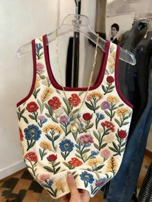 SHEIN Best-Selling Printed Fitted Tank Top For Women Brunch Vacation Beige Summer Cottage Cutecore - Multicolor - View 2