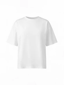 MUSEYN White Jersey Oversized Fit Crew Neck Short Sleeve Basic T-Shirt Versatile  Everyday Casual Fall Fashion - White - View 6