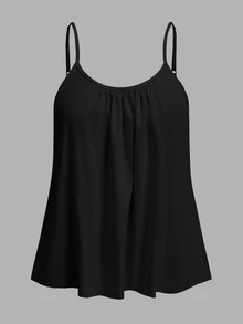 Tseoso 3 piezas/Set de camisillas de algodón a rayas y de unicolor para mujer, con ajuste holgado fruncido y tirantes ajustables, ropa interior esencial para primavera, verano y otoño - Multicolor - Ver 4