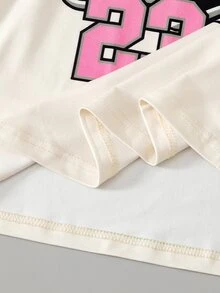 青少年女孩 T恤與長褲兩件套，休閒寬鬆針織，返校穿搭，復古亮片度假造型 - 彩色 - 查看 7