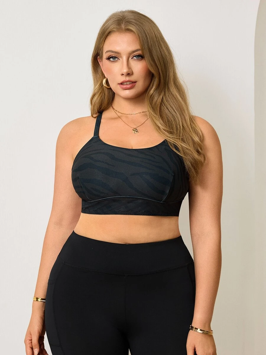 Velisys Velisys Women's Plus Size Casual Daily Wear Camisole Sports Bra - Black - View 1