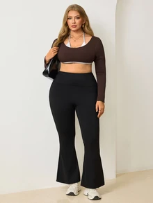 SHEIN Velisys Sweatshirt Olahraga Kasual Lengan Panjang 2 in 1 Ukuran Plus Wanita untuk Musim Gugur - MultiWarna - View 5