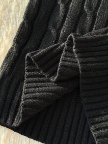 SHEIN (Tween女孩) 淺杏色V領刺繡針織背心毛衣，柔軟舒適，適合日常穿著、外出、旅行、度假、居家、托兒中心與玩耍 - 黑色 - 查看 3